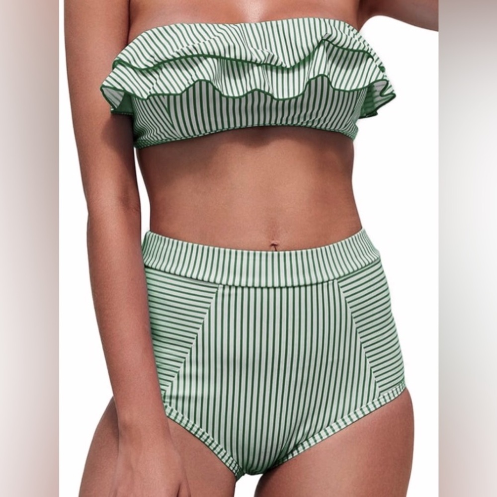 NEW Striped Ruffle Bikini